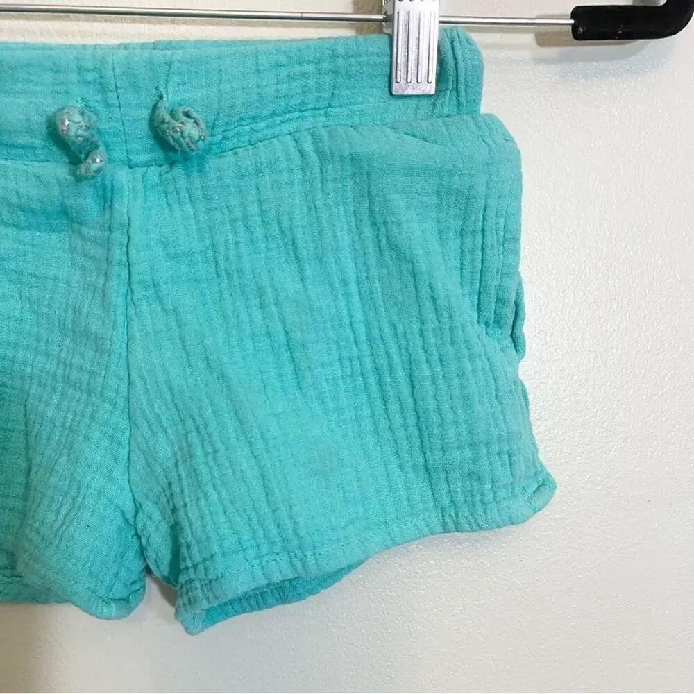 Cat & Jack Girls Cotton Elastic Drawcord Waist Pockets Pull-On Shorts‎ Teal 4T